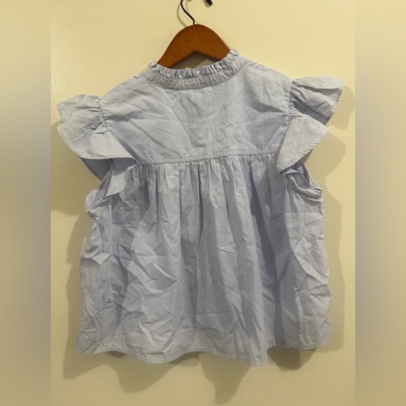 Little Moon Sky Blue Ruffle Sleeve Blouse - Picture 3 of 6